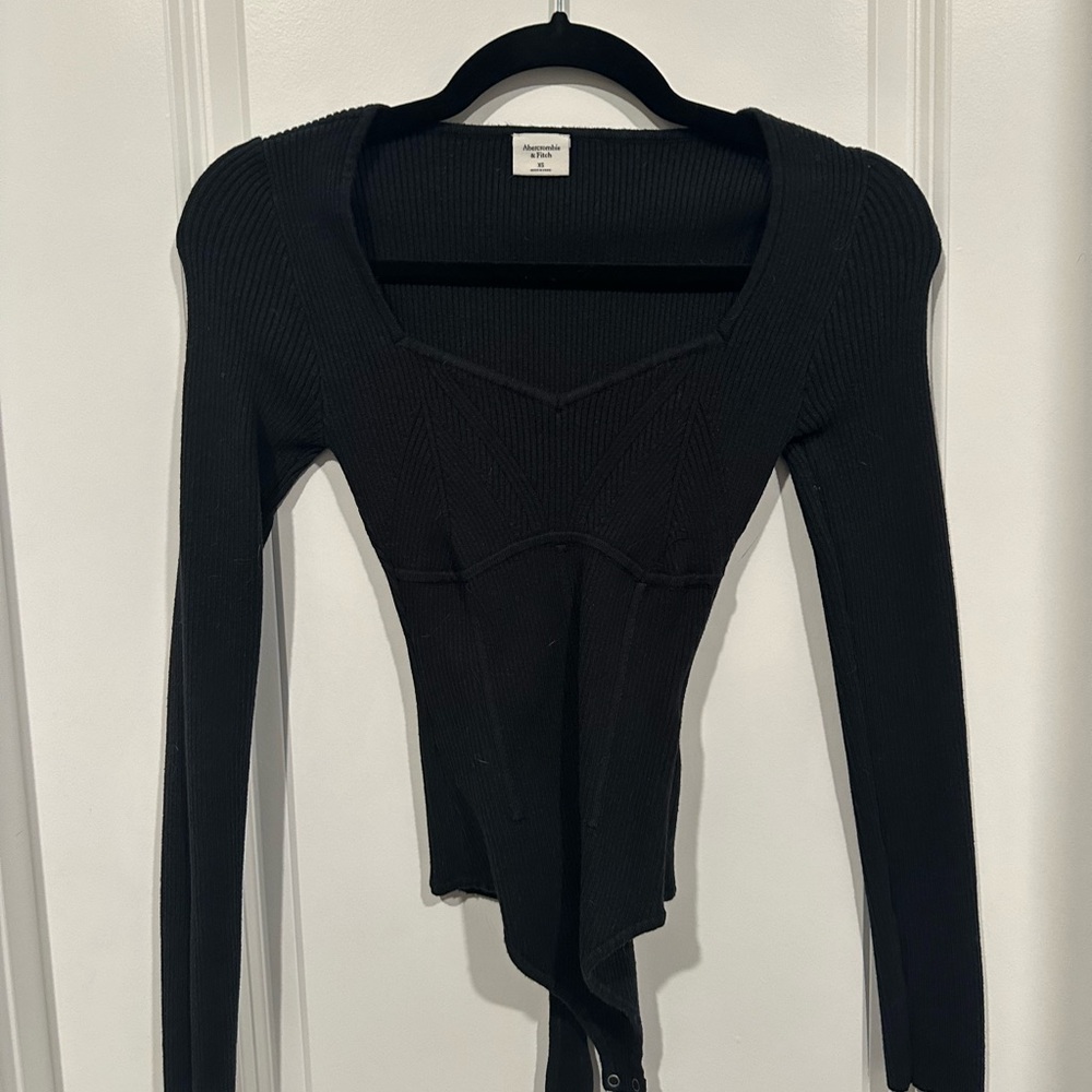 Abercrombie & Fitch Black Long Sleeve Bodysuit